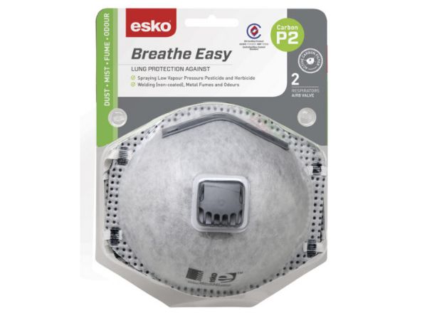 Picture of ESKO BREATHEEASY P2 VALVED MASK WITH CARBON FILTER 2 PK