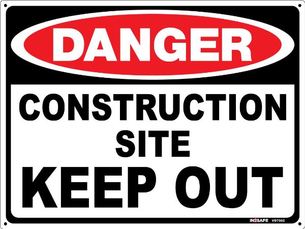 Picture of DANGER CONSTRUCTION SITE KEEP OUT SIGN 300 X 225 PVC