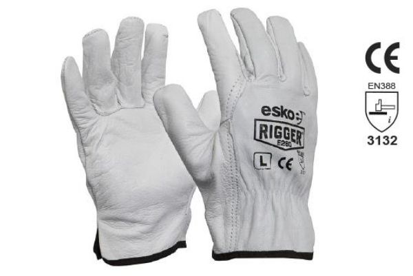 Picture of ESKO LEATHER RIGGER GLOVE ON HEADER CARD