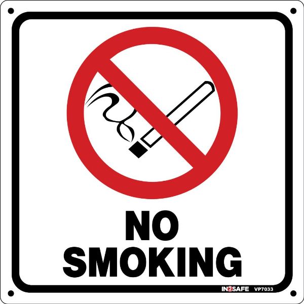 Picture of NO SMOKING SIGN LABEL INSIDE WINDOW 75 X 75