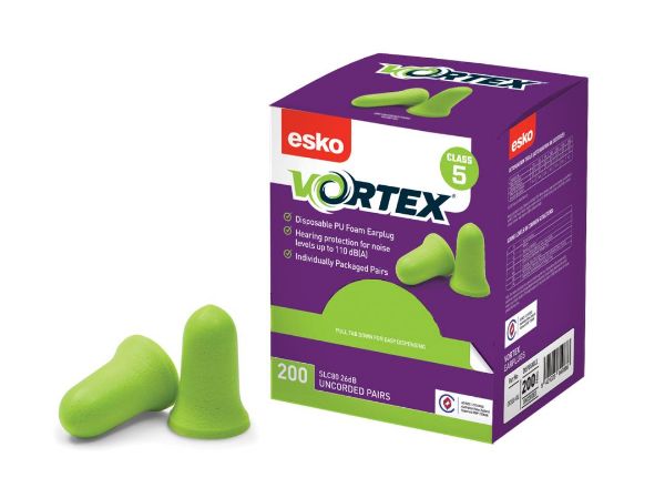 Picture of ESKO VORTEX EARPLUGS GREEN UNCORDED BOX OF 200