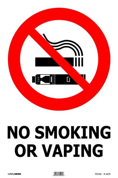 Picture of NO SMOKING OR VAPING SIGN 240X340 ACM