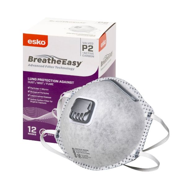 Picture of ESKO BREATHE EASY P2 VALVED MASK CARBON FILTER BOX OF 12