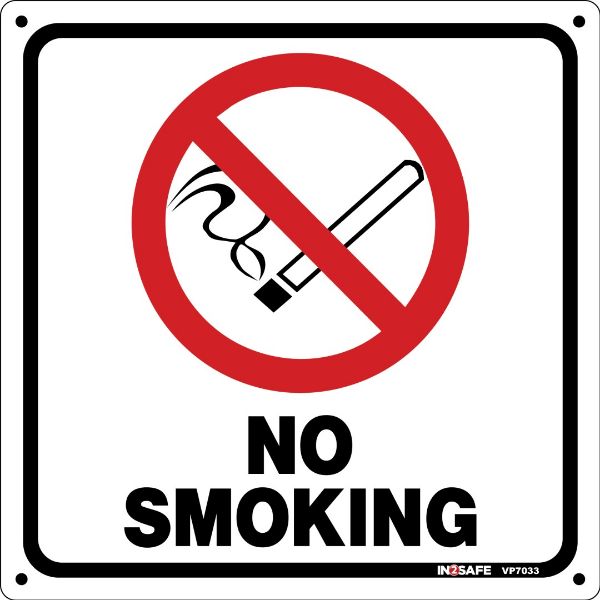 Picture of NO SMOKING SIGN LABEL INSIDE WINDOW 75 X 75