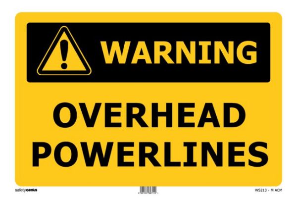 Picture of WARNING OVERHEAD POWERLINES 450 X 300 ACM SIGN